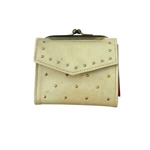 Princess Gardner Leather Wallet Gold Stud Cream